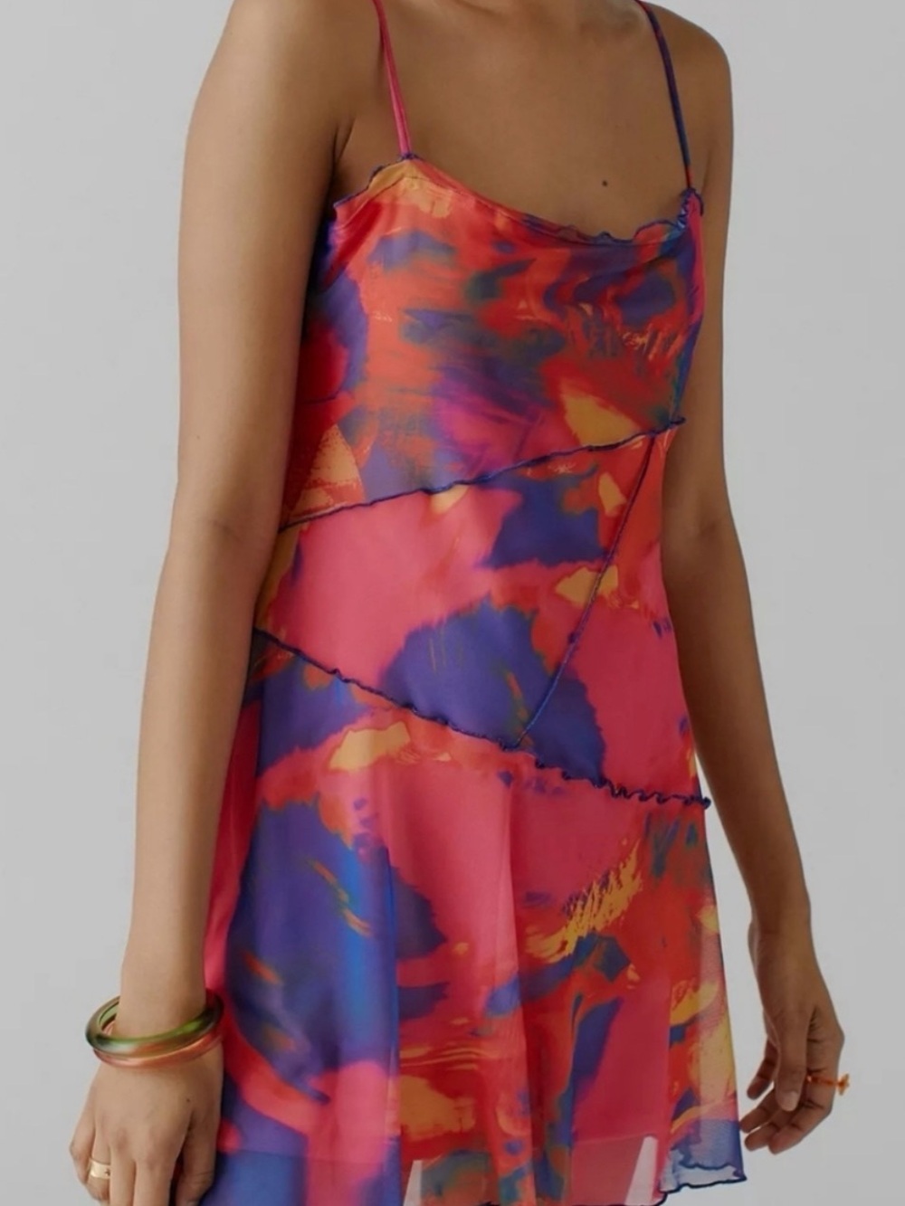 Urban Outfitters Moxie Mesh Mini Dress Ruffle Size Small